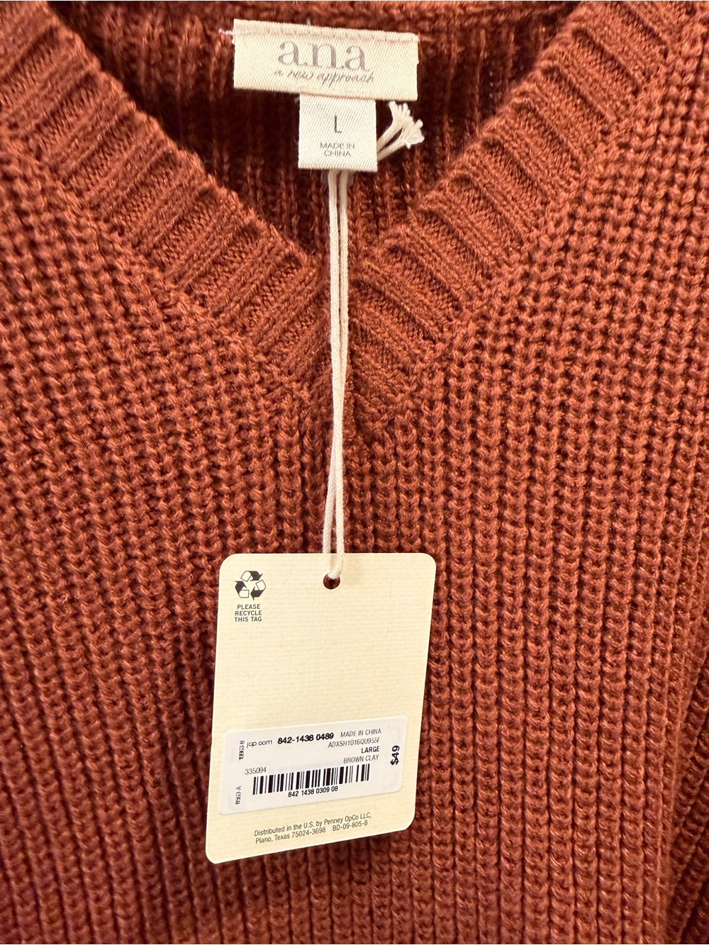 a.n.a Rust V-Neck Knit Sweater - Picture 3 of 4